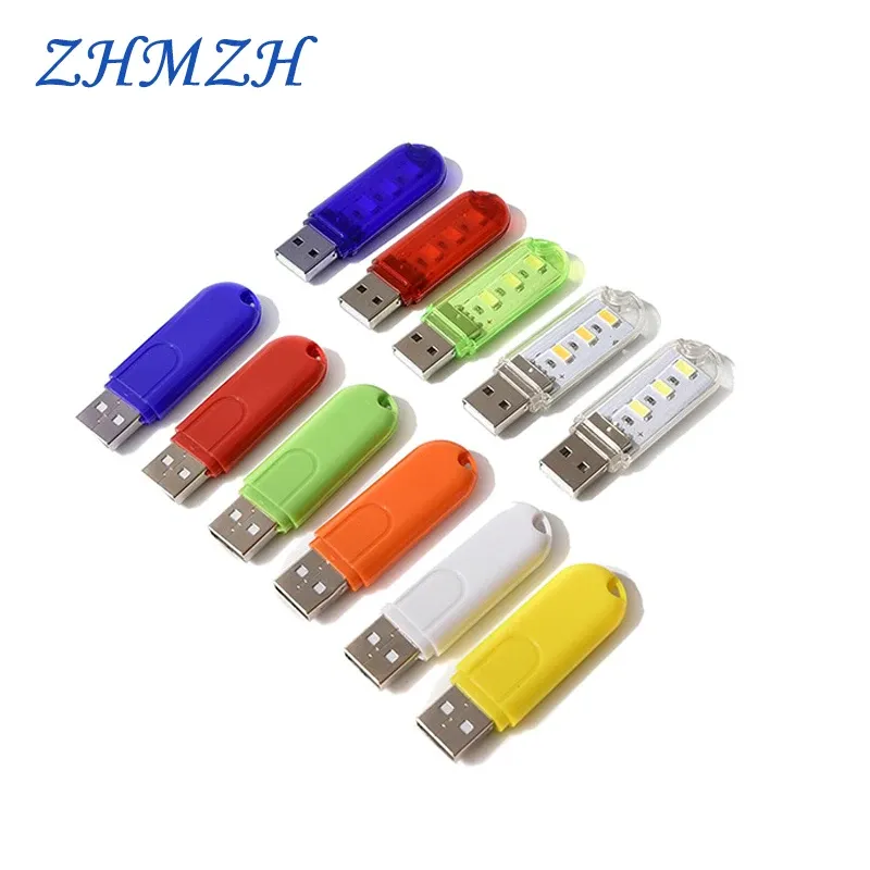 Lampe LED portable USB 3 LED 1,5 W, lampe de lecture, veilleuse USB, mini lampe de livre, alimentation par batterie externe DC 5 V, 12 couleurs