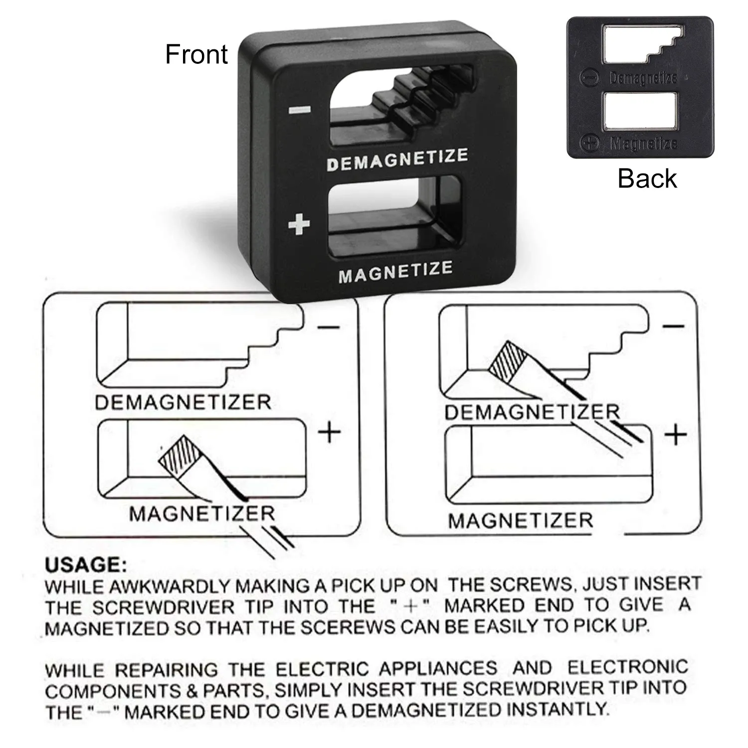 Tournevis 2 en 1 avec démagnétiseur et outil de ramassage magnétique professionnel pour tournevis, forets et pièces d'outillage à main 9