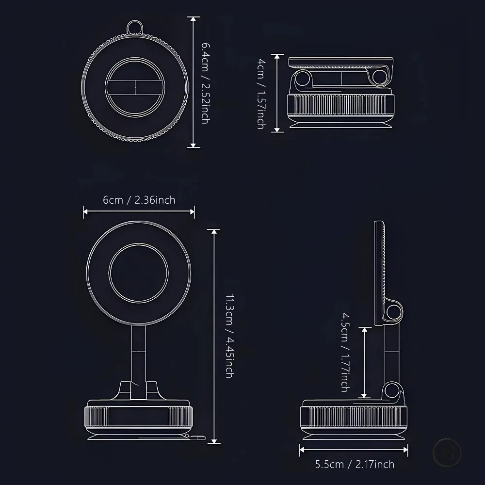 Support de téléphone magnétique puissant pour voiture, design pliable à 360° – Support réglable à ventouse pour voiture, bureau, salle de bain et usage universel 4