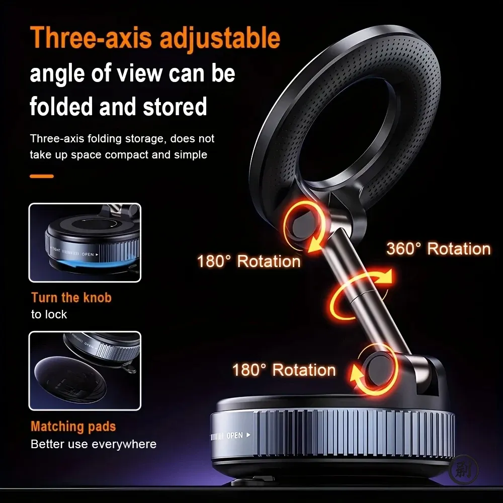 Support de téléphone magnétique puissant pour voiture, design pliable à 360° – Support réglable à ventouse pour voiture, bureau, salle de bain et usage universel 5
