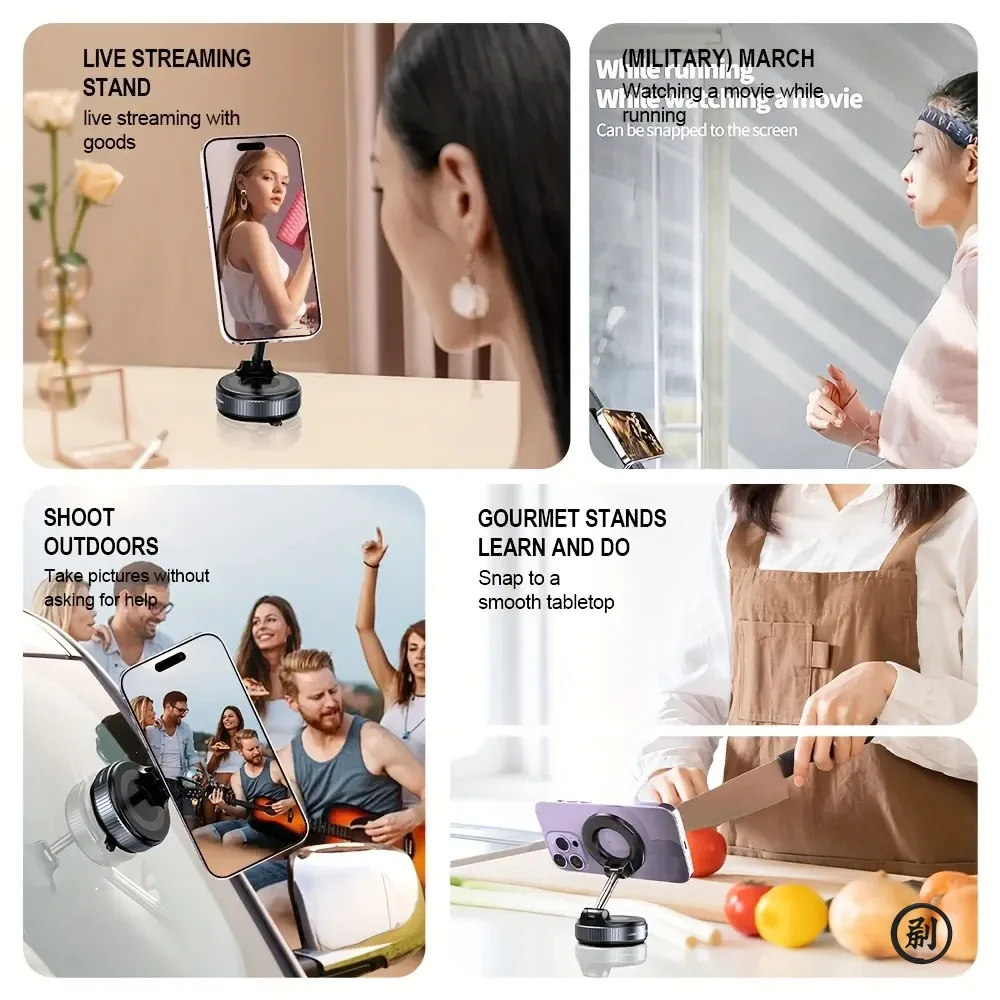 Support de téléphone magnétique puissant pour voiture, design pliable à 360° – Support réglable à ventouse pour voiture, bureau, salle de bain et usage universel 6