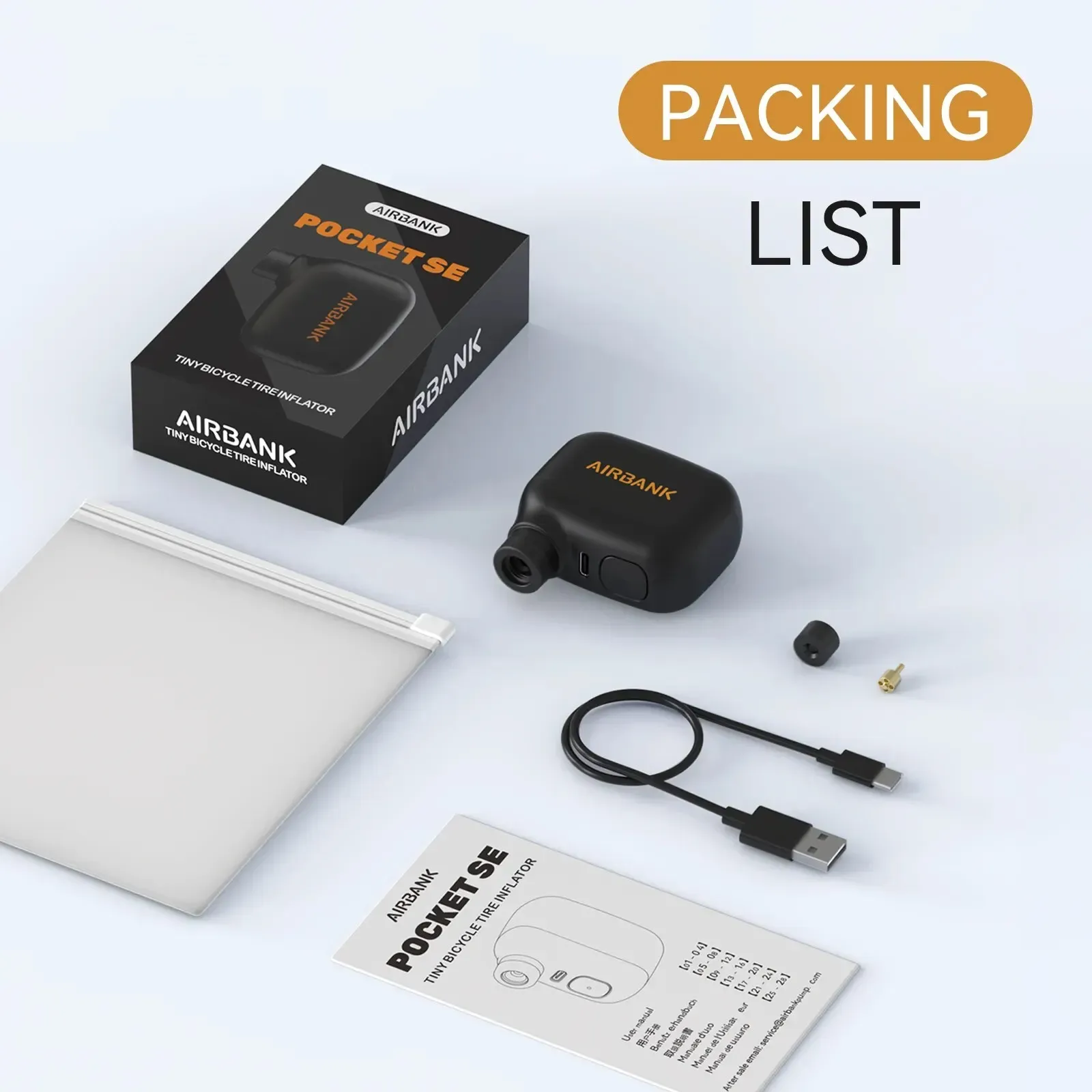 Mini pompe à vélo portable rechargeable, 100 PSI, 5 V, USB-C, pour valves Schrader et Presta, AS100 5