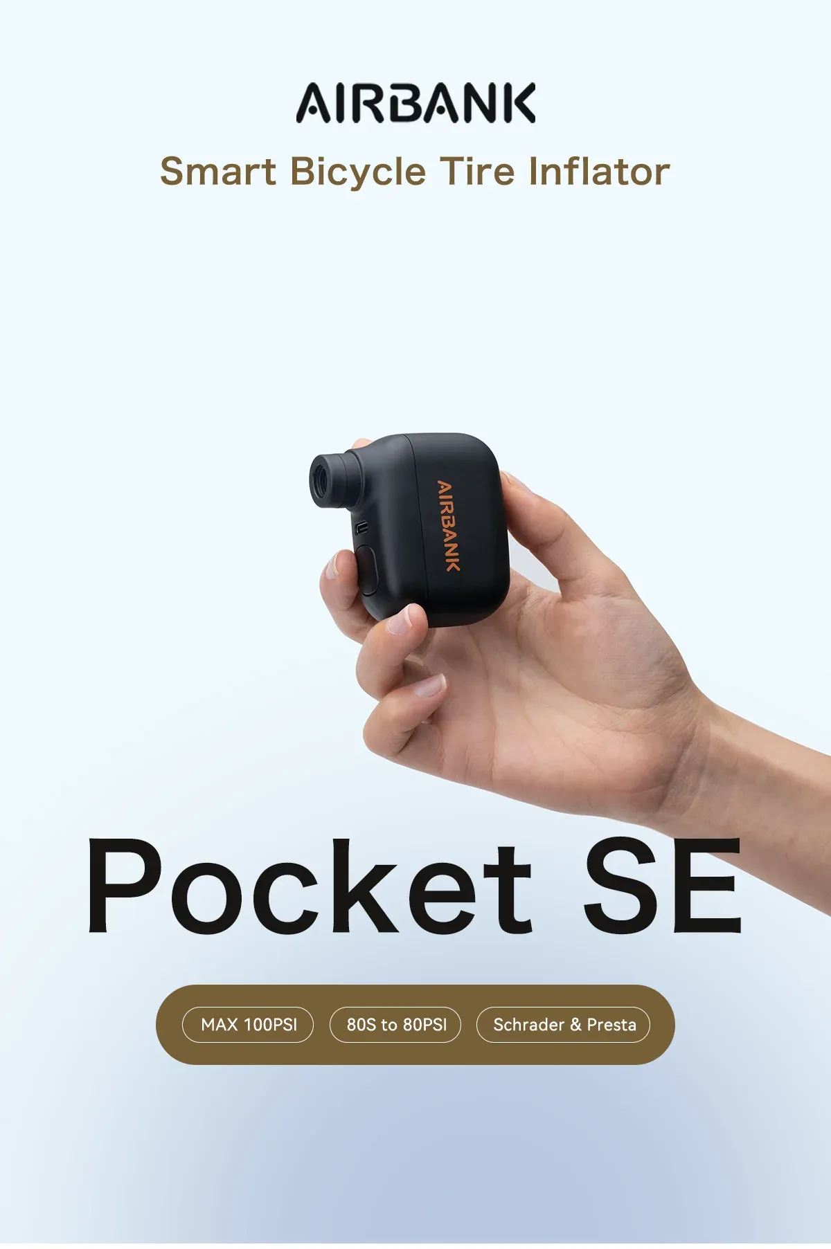 Mini pompe à vélo portable, vue d'ensemble