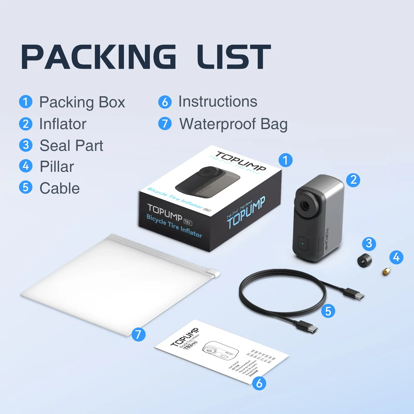Mini pompe à vélo portable rechargeable, 100 PSI, 5 V, USB-C, pour valves Schrader et Presta, AS100 7