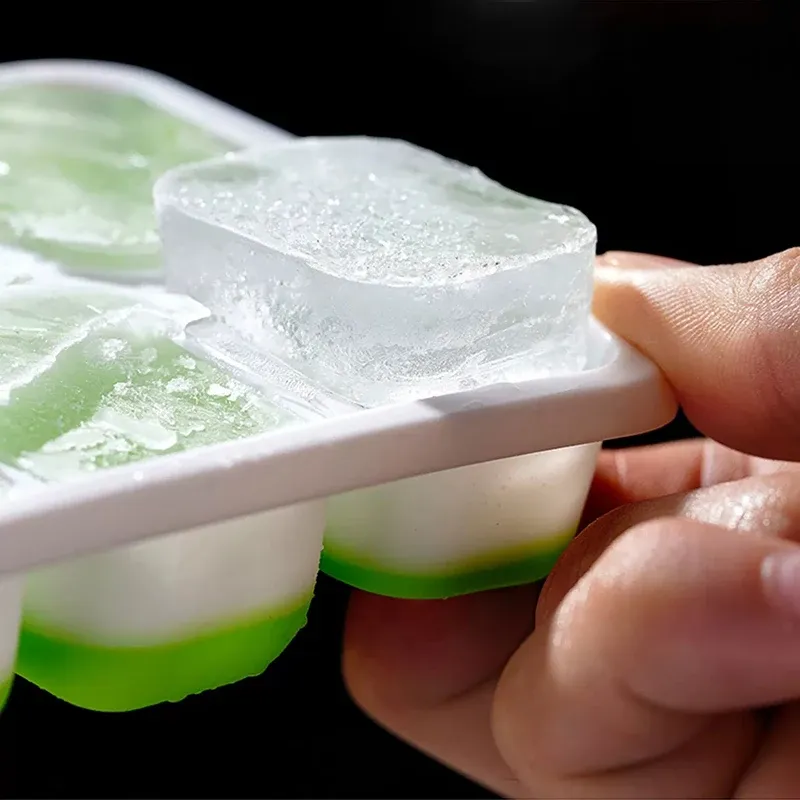 Moule à glaçons en silicone avec couvercle, 14 glaçons carrés, démoulage facile 4