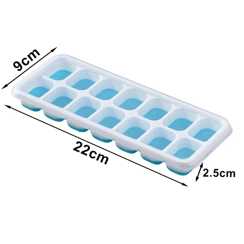 Moule à glaçons en silicone avec couvercle, 14 glaçons carrés, démoulage facile 6