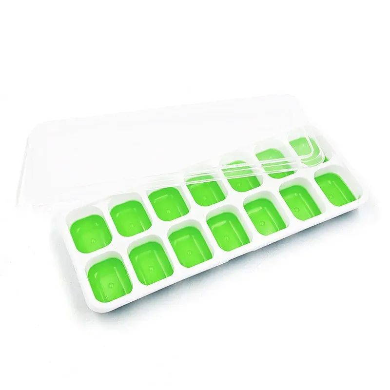 Moule à glaçons en silicone avec couvercle, 14 glaçons carrés, démoulage facile 9
