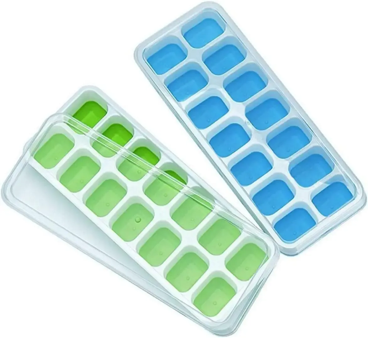 Moule à glaçons en silicone avec couvercle, 14 glaçons carrés, démoulage facile 7