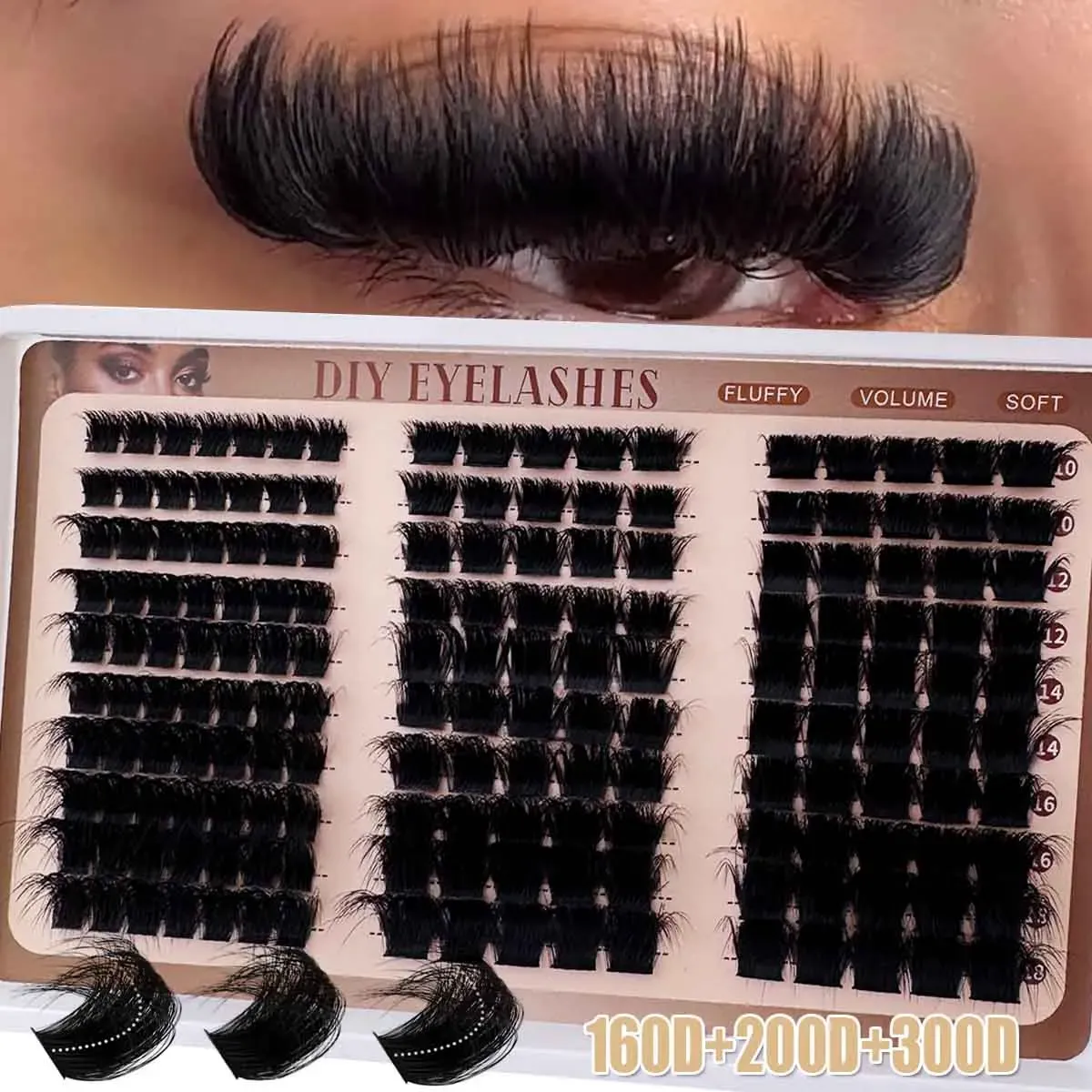 Faux cils en cheveux synthétiques, détail du rendu