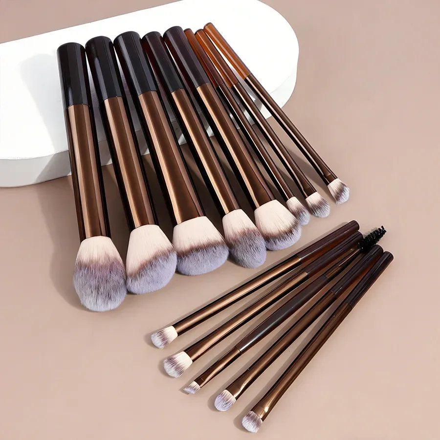 Ensemble de 13 pinceaux de maquillage à poils denses, manche en alliage d'aluminium, pour tous types de peau 2