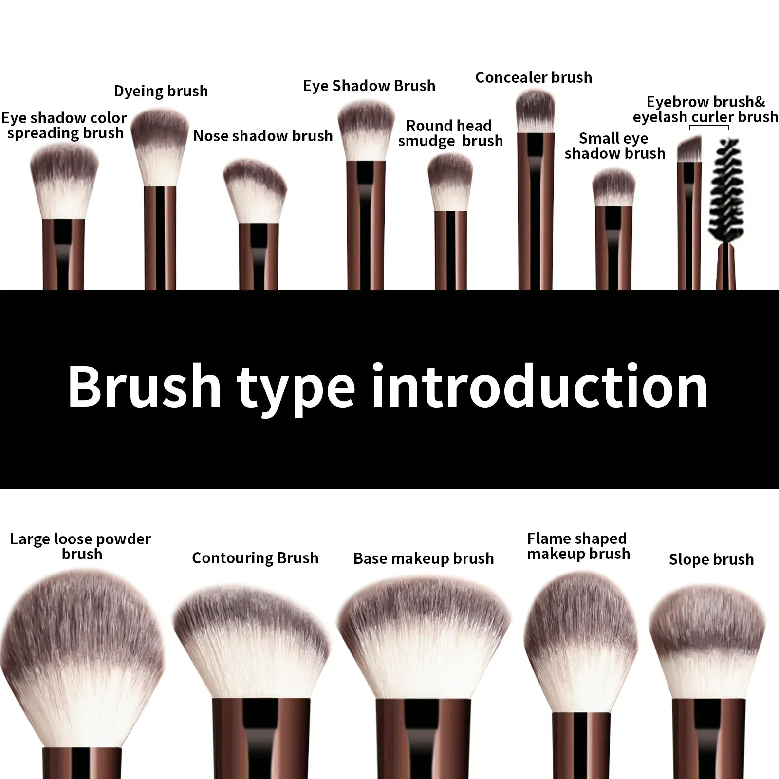 Ensemble de 13 pinceaux de maquillage à poils denses, manche en alliage d'aluminium, pour tous types de peau 6