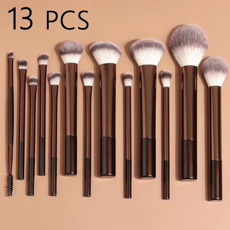 Ensemble de 13 pinceaux de maquillage à poils denses, manche en alliage d'aluminium, pour tous types de peau 7