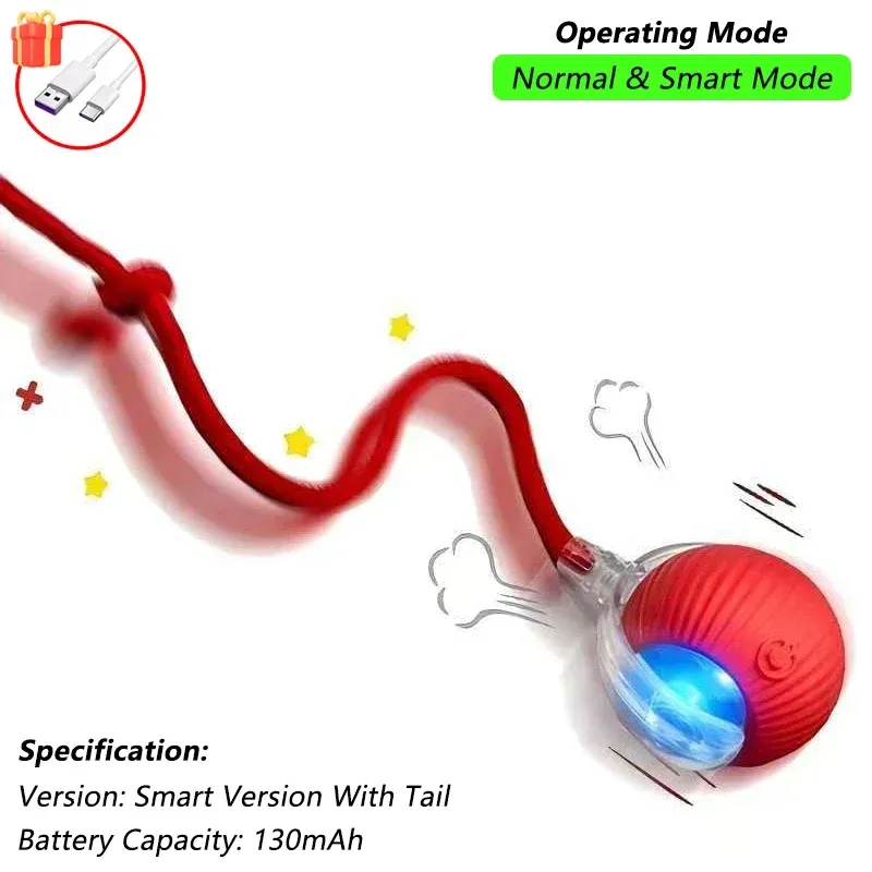 Jouet interactif pour chat iLMH, balle roulante automatique rechargeable avec fausse queue, jouet électrique intelligent imitant une souris (lot de 1 ou 2) 25
