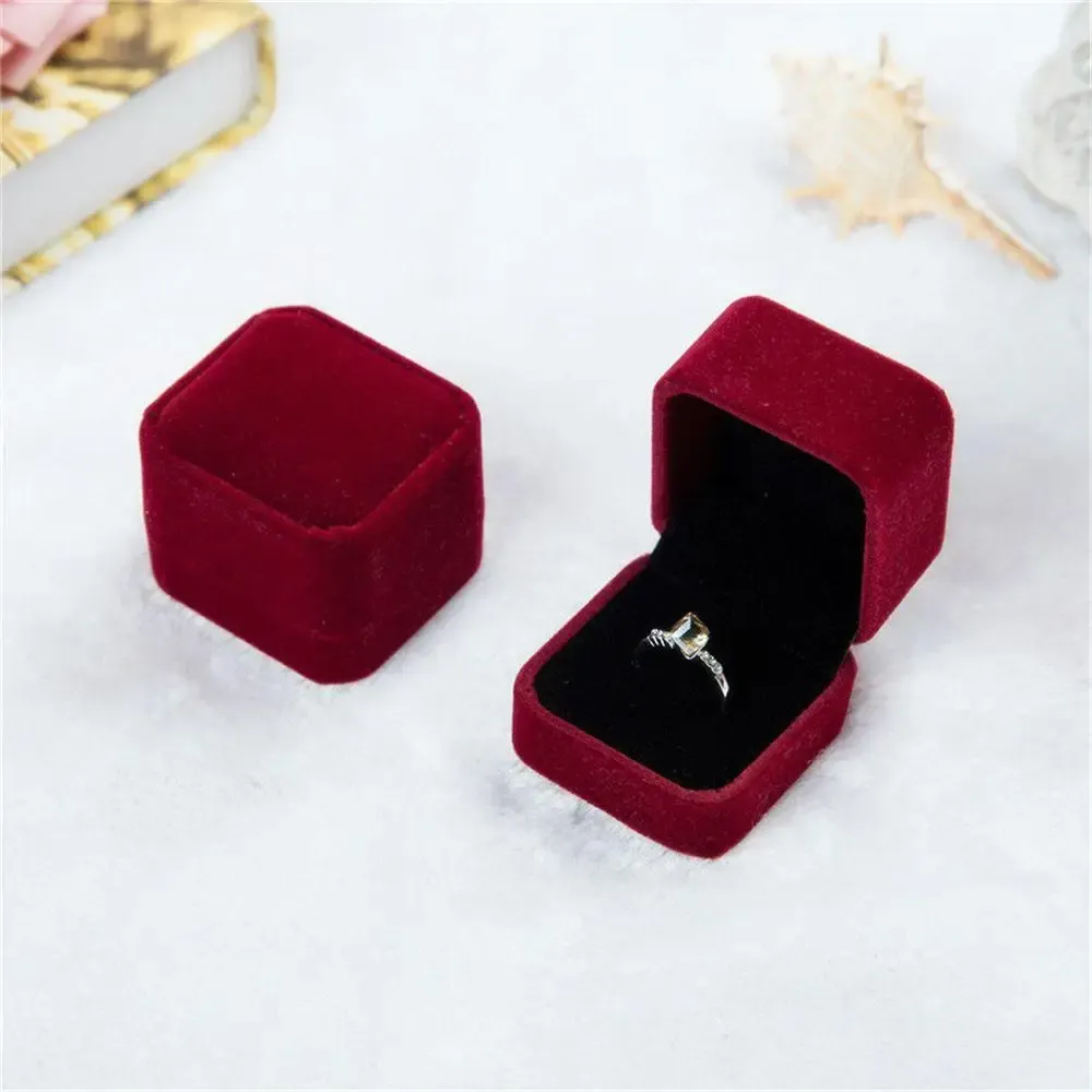 Boîte à bijoux vintage à double fente pour demande en mariage, écrin à bague de fiançailles, organisateur de cadeaux, rangement, étui d'emballage en simili-cuir 24