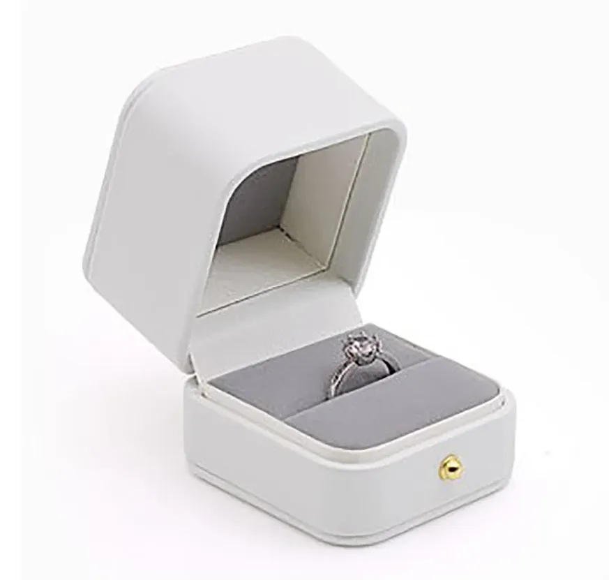 Boîte à bijoux vintage à double fente pour demande en mariage, écrin à bague de fiançailles, organisateur de cadeaux, rangement, étui d'emballage en simili-cuir 17