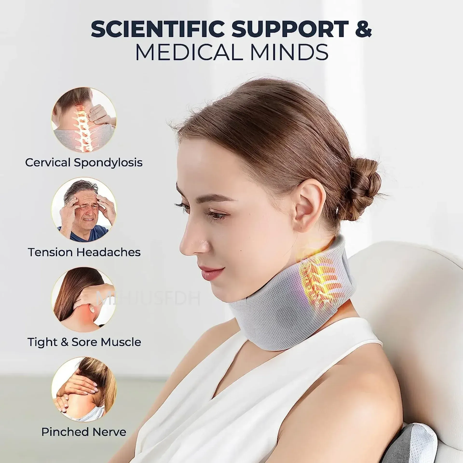 Oreiller cervical de soutien du cou réglable, en mousse durable et housse douce 4