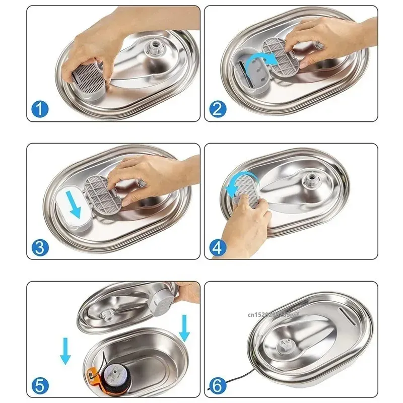 Filtres en éponge de charbon actif pour fontaine à eau pour chat, lot de 6, 8, 12 ou 15 pièces, compatible distributeur d'eau en acier inoxydable 5