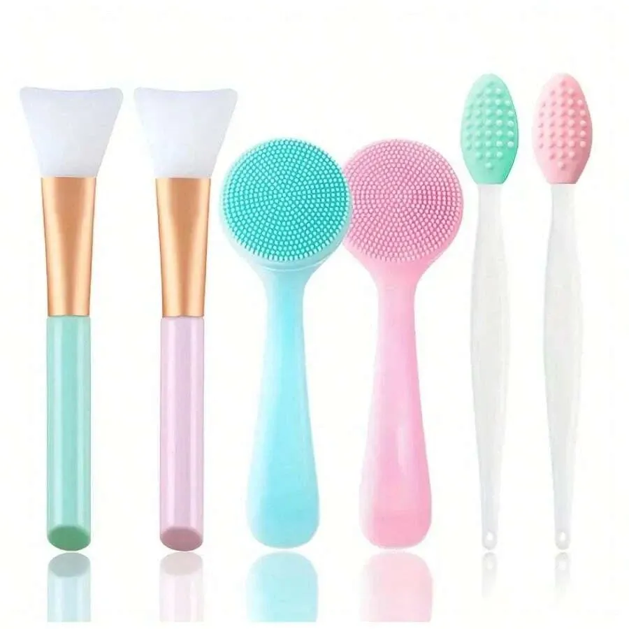 Ensemble de brosses nettoyantes pour le visage en silicone, exfoliantes et douces, nettoyage en profondeur, démaquillage, élimination des points noirs, 1/3/6 pièces - Image 1