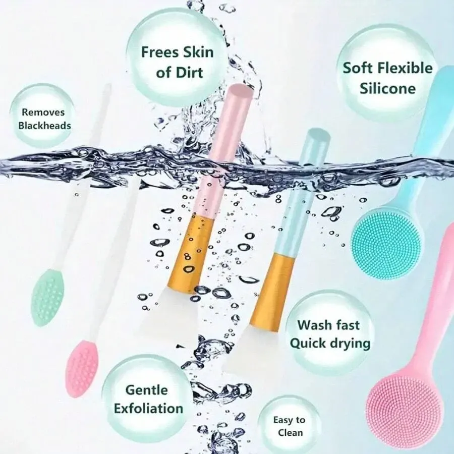 Ensemble de brosses nettoyantes pour le visage en silicone, exfoliantes et douces, nettoyage en profondeur, démaquillage, élimination des points noirs, 1/3/6 pièces 6