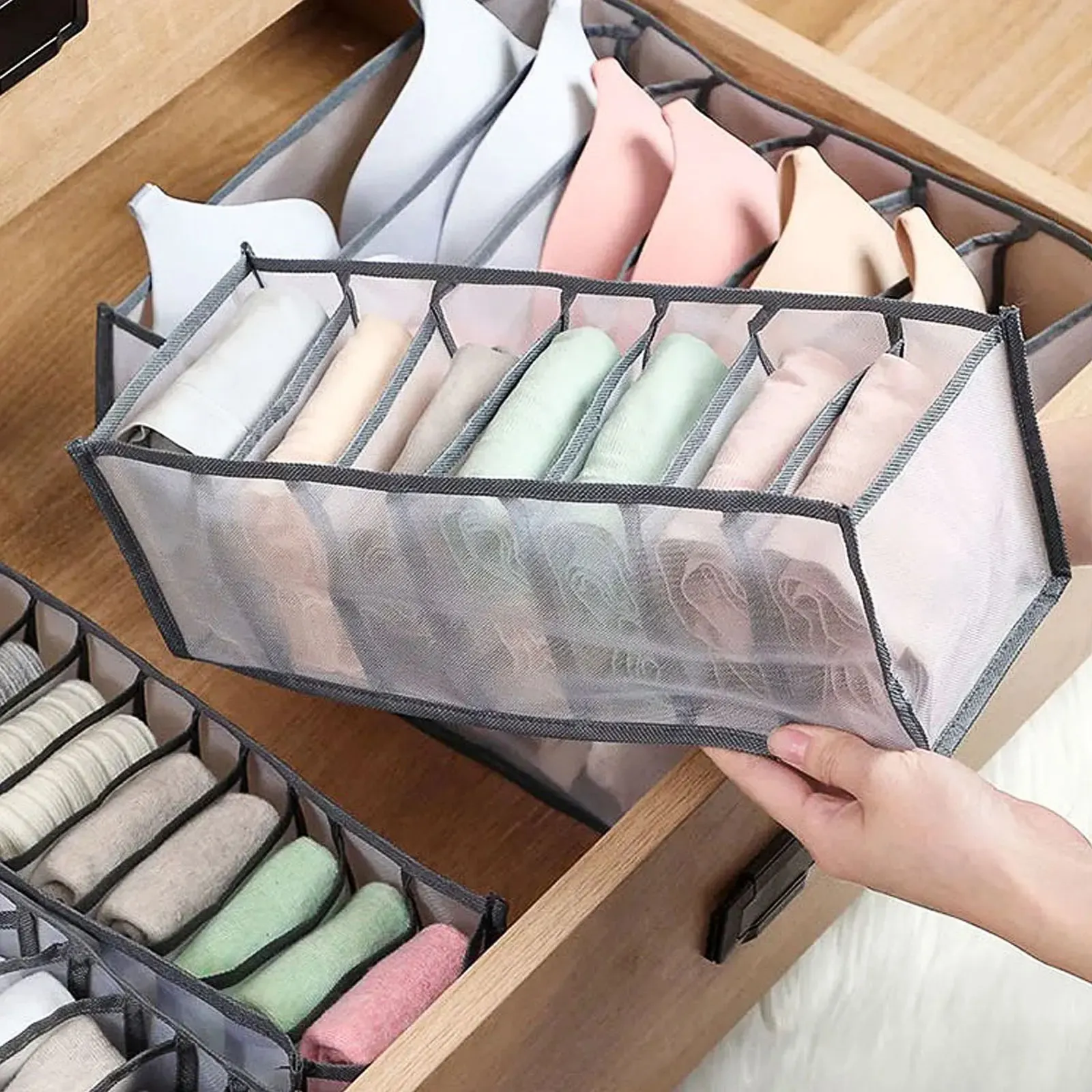 Organisateur de tiroir pour sous-vêtements, boîte de rangement pliable, organisateurs de placard, diviseur de tiroir, boîtes de rangement pour sous-vêtements, chaussettes, soutien-gorge 5