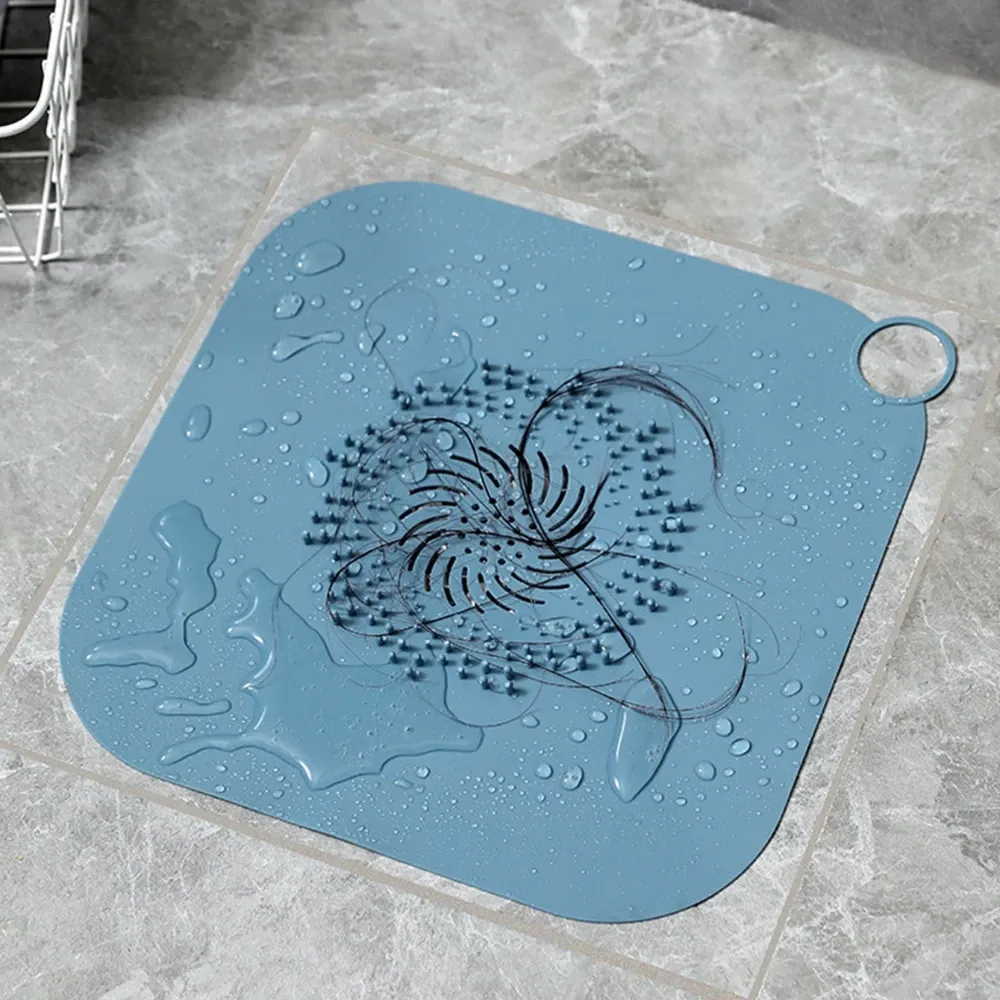 Filtre de vidange de sol en silicone, 28 x 28 cm, avec capture-cheveux pour douche et baignoire - Image 1