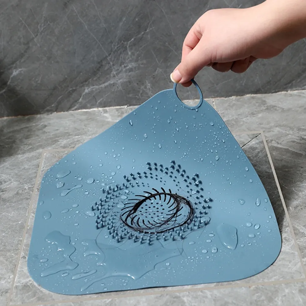 Filtre de vidange de sol en silicone, 28 x 28 cm, avec capture-cheveux pour douche et baignoire 2
