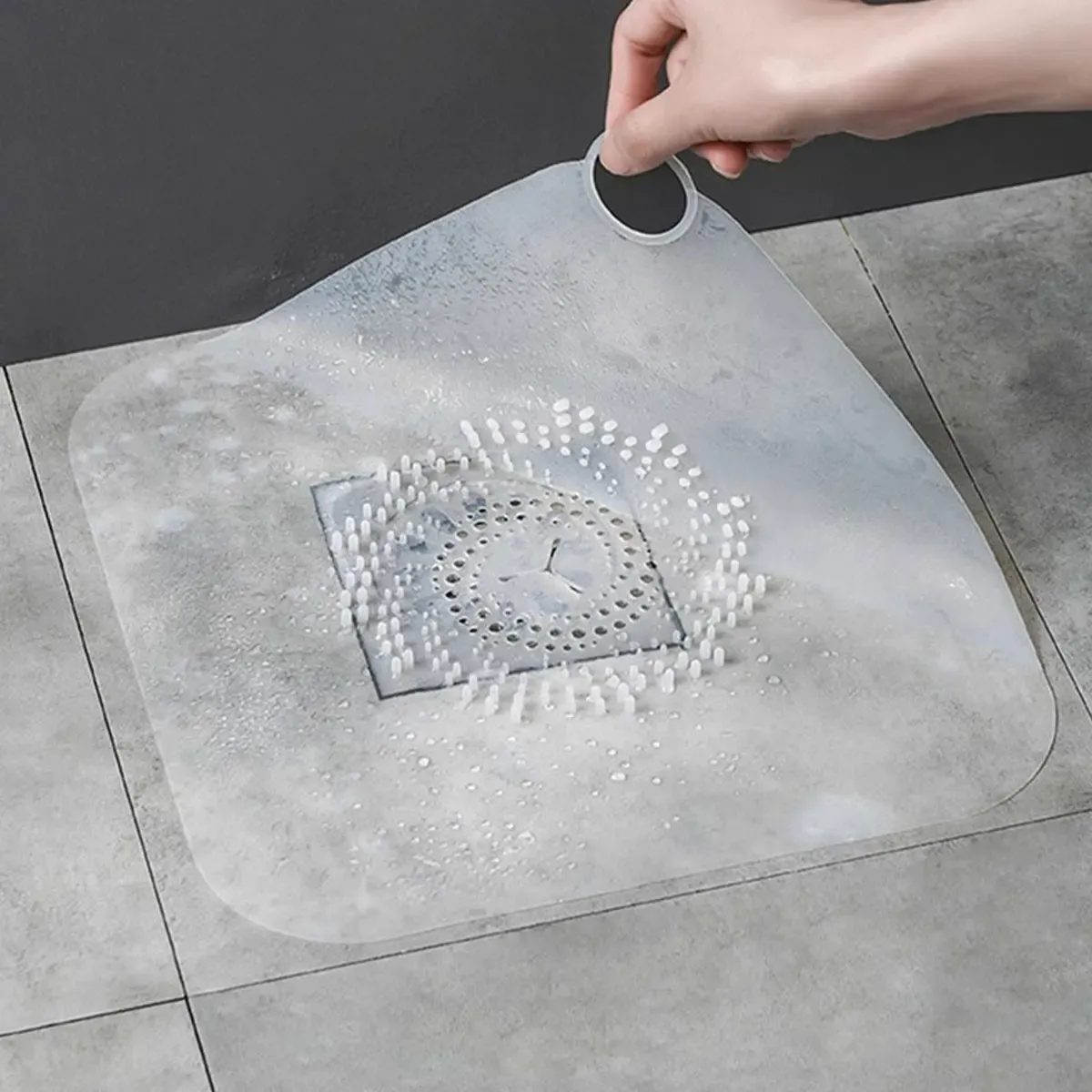 Filtre de vidange de sol en silicone, 28 x 28 cm, avec capture-cheveux pour douche et baignoire 5