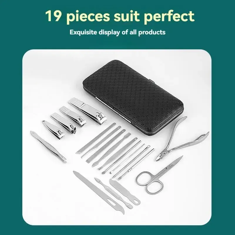 Ensemble de manucure 19 pièces en acier inoxydable : ciseaux à ongles, coupe-ongles et pince à cuticules 4