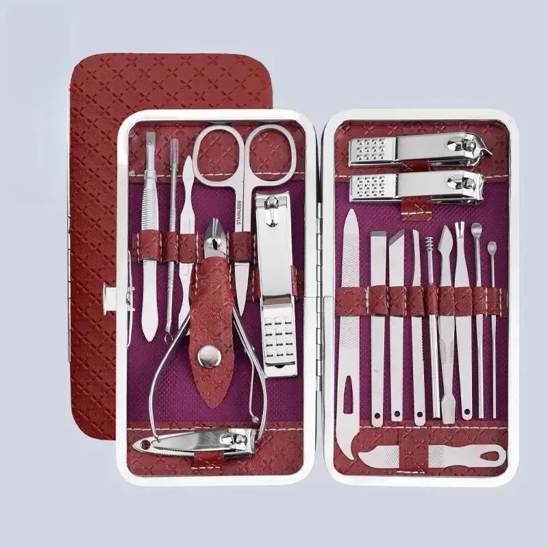 Ensemble de manucure 19 pièces en acier inoxydable : ciseaux à ongles, coupe-ongles et pince à cuticules 5