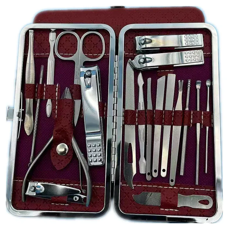 Ensemble de manucure 19 pièces en acier inoxydable : ciseaux à ongles, coupe-ongles et pince à cuticules 8
