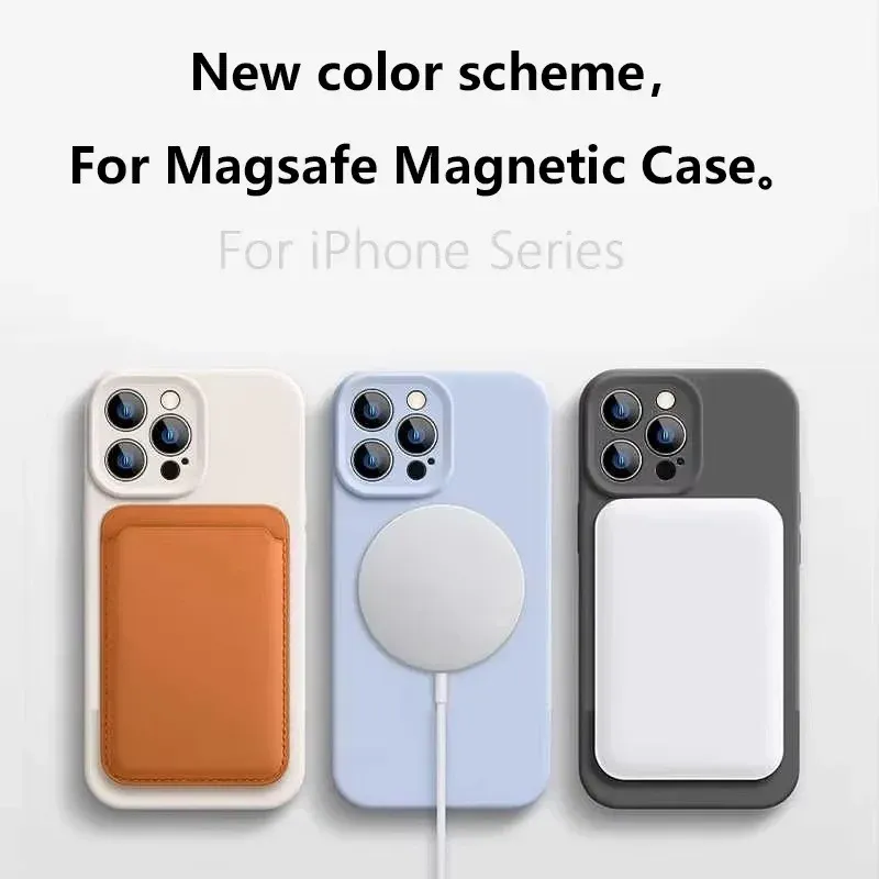 Coque magnétique de luxe compatible MagSafe pour iPhone 16 Plus, 15, 14, 13, 17 et 18 Pro Max, en silicone liquide 3