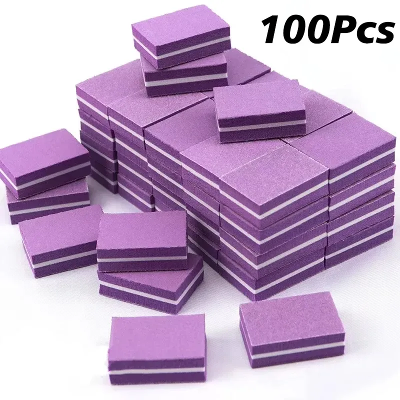 Lot de 10, 50 ou 100 limes à ongles miniatures professionnelles, grain 100/180, pour manucure, ponçage et polissage 12