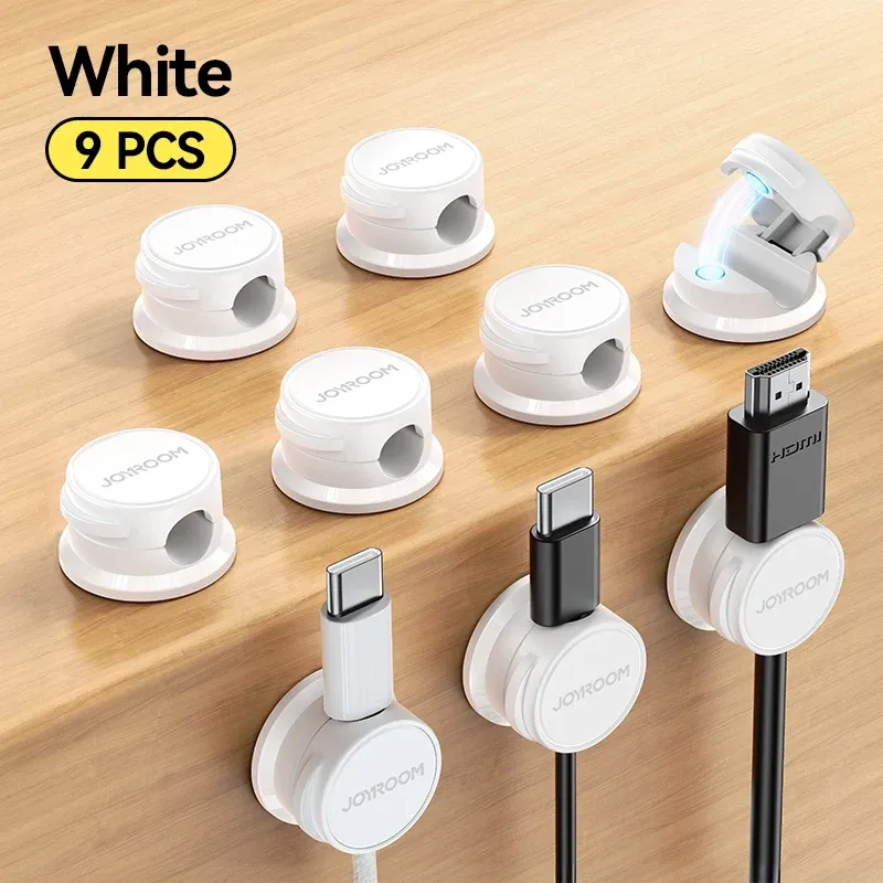 Joyroom 9 pièces – Organisateur de câbles magnétique, clips adhésifs pour fils, support de câbles sous le bureau, cache-câbles – Grande réduction 9