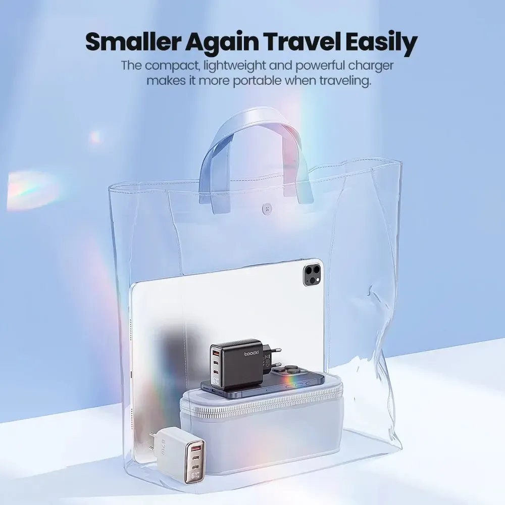 Chargeur USB Type C GaN 67 W à affichage numérique Toocki, compatible PD, PPS et QC 4.0, charge rapide 65 W et 45 W pour MacBook, ordinateur portable, iPad, tablette et iPhone 15 et 14 4