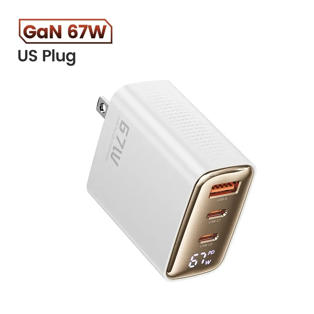 Chargeur USB Type C GaN 67 W à affichage numérique Toocki, compatible PD, PPS et QC 4.0, charge rapide 65 W et 45 W pour MacBook, ordinateur portable, iPad, tablette et iPhone 15 et 14 7