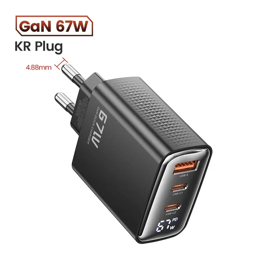 Chargeur USB Type C GaN 67 W à affichage numérique Toocki, compatible PD, PPS et QC 4.0, charge rapide 65 W et 45 W pour MacBook, ordinateur portable, iPad, tablette et iPhone 15 et 14 11