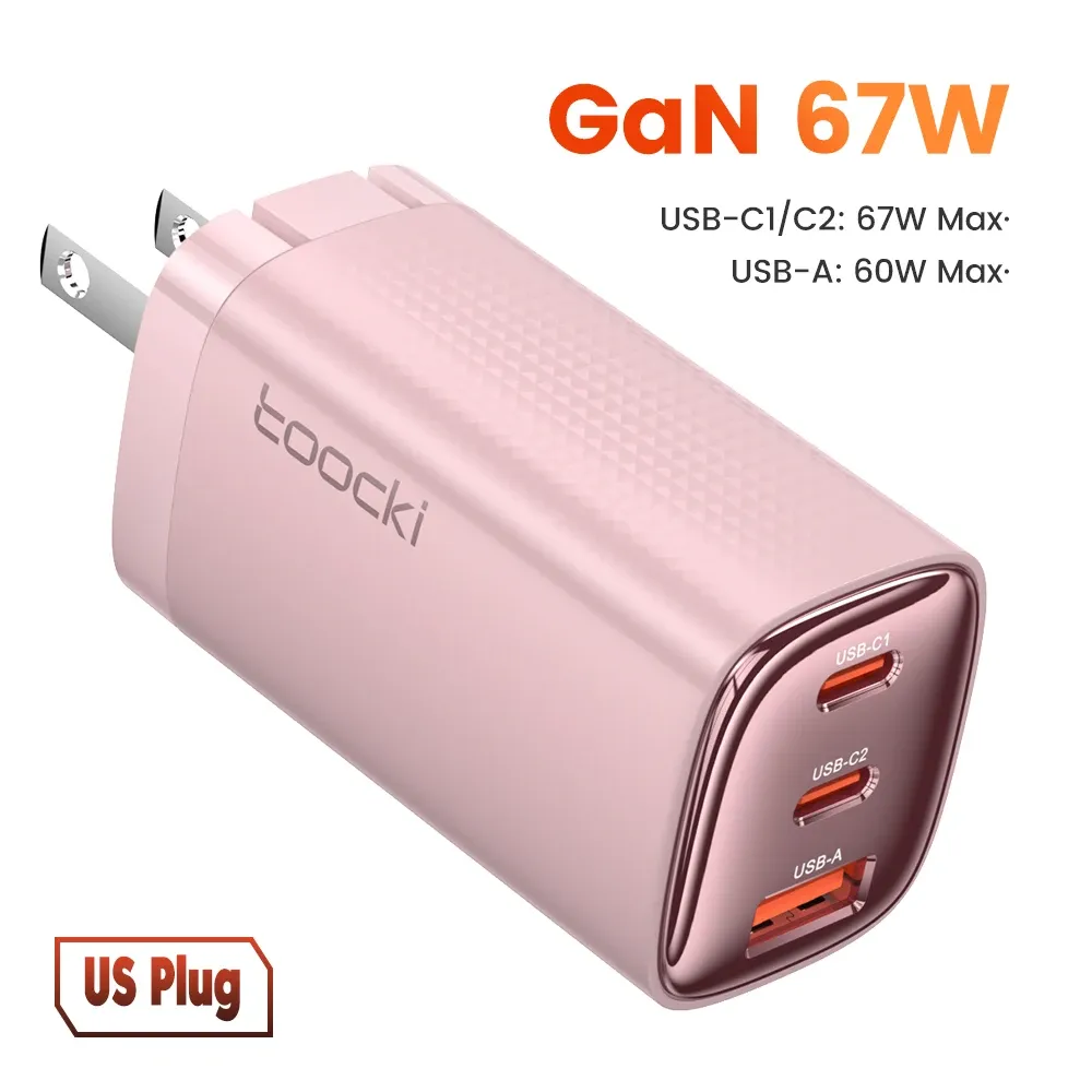 Chargeur USB Type C GaN 67 W à affichage numérique Toocki, compatible PD, PPS et QC 4.0, charge rapide 65 W et 45 W pour MacBook, ordinateur portable, iPad, tablette et iPhone 15 et 14 17