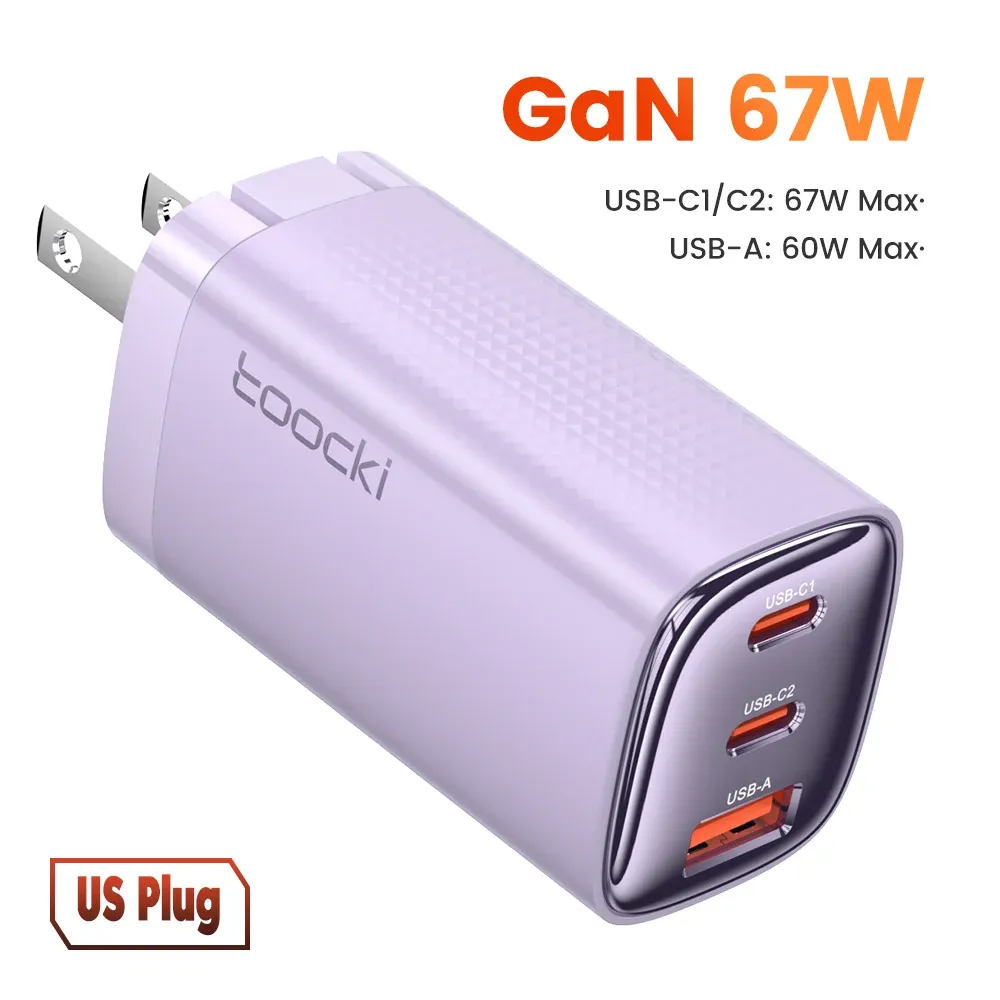 Chargeur USB Type C GaN 67 W à affichage numérique Toocki, compatible PD, PPS et QC 4.0, charge rapide 65 W et 45 W pour MacBook, ordinateur portable, iPad, tablette et iPhone 15 et 14 10