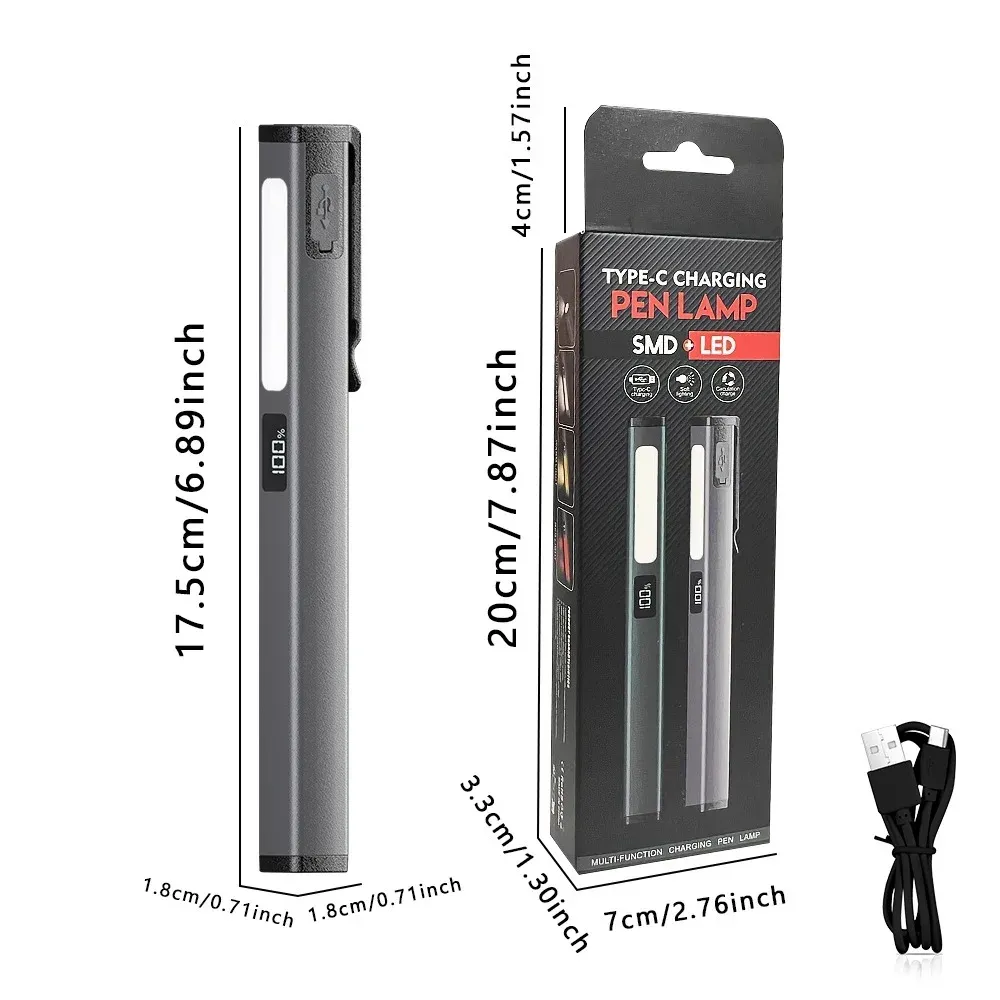 Stylo rechargeable à LED avec lampe de poche, lampe compacte à aimants pour camping, travail et réparation en extérieur 7