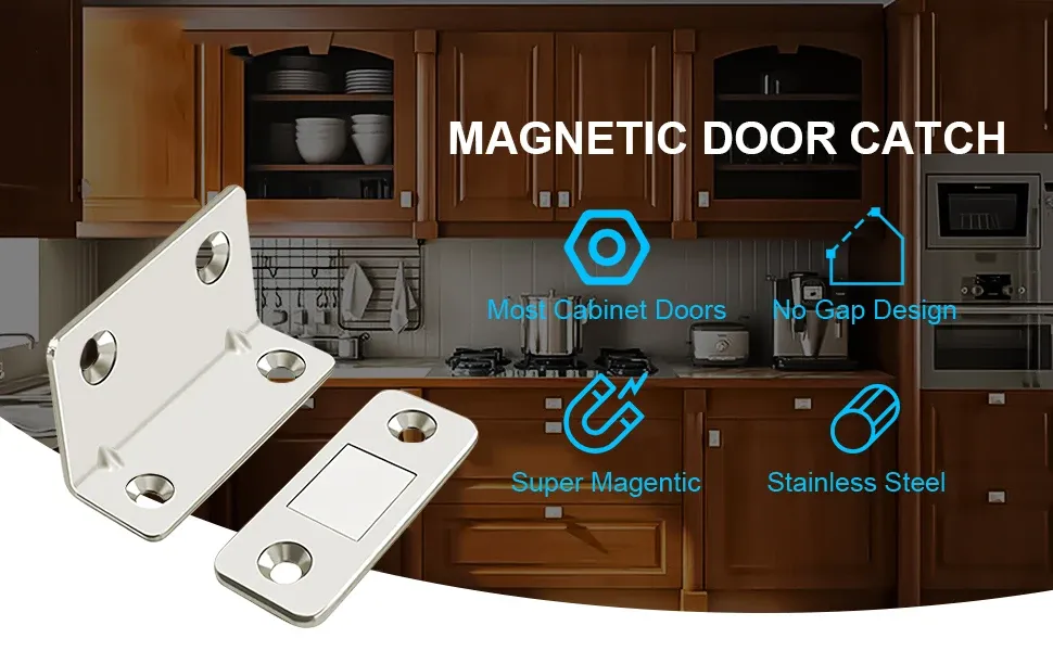 Loquet magnétique installé sur un placard