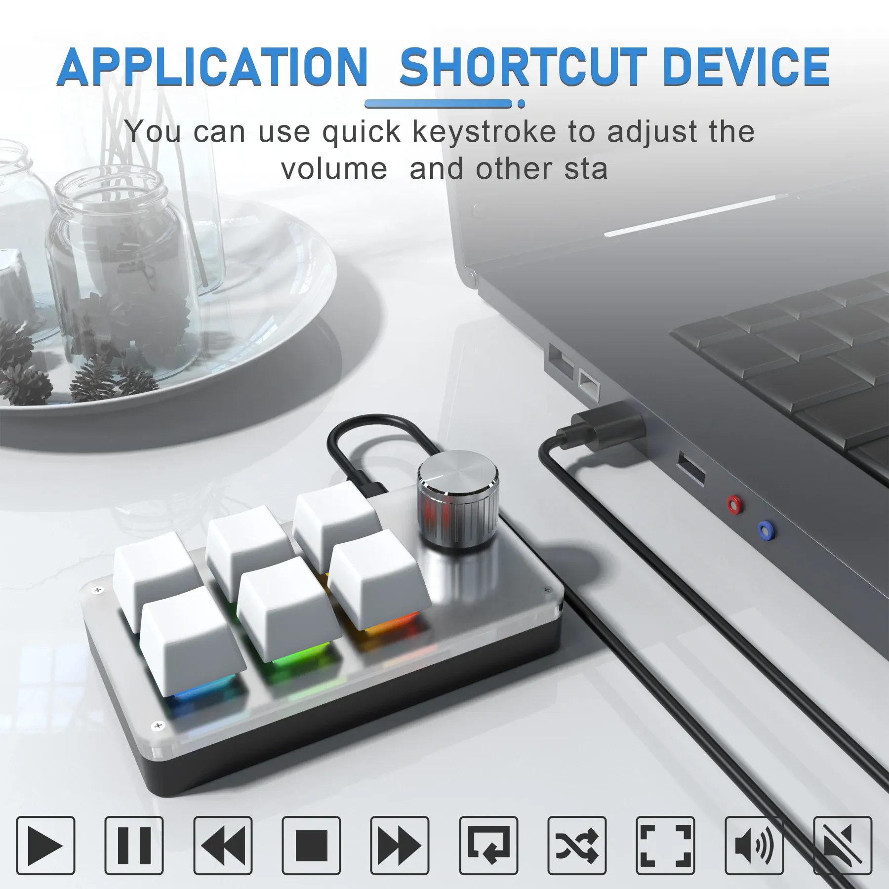 Clavier macro mécanique USB à 6 touches et mini clavier RVB pour Photoshop, clavier de jeu personnalisé avec bouton de programmation 2
