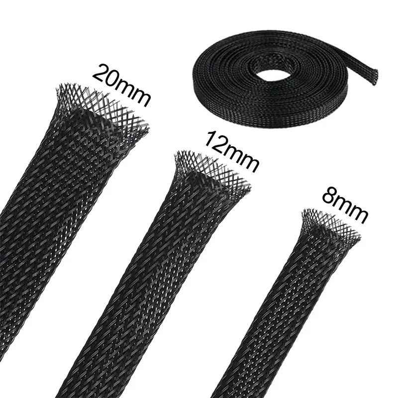 Gaine tressée extensible en treillis métallique flexible, noire, pour TV, audio et câbles PC, protection anti-morsure pour animaux domestiques, ChFuk, 3 m