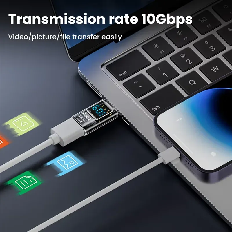 Adaptateur USB-C vers USB 3.2 10 Gbit/s, convertisseur mâle vers femelle, pour PC portable, charge rapide et transfert de données 4