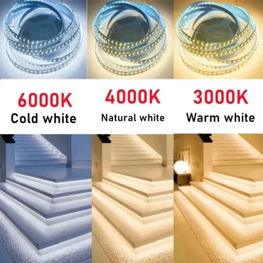 Bande LED 2835 DC12V 120 LED/m, ruban lumineux flexible et découpable pour décoration intérieure, disponible en rouge, bleu, vert, jaune, rose et glace 6