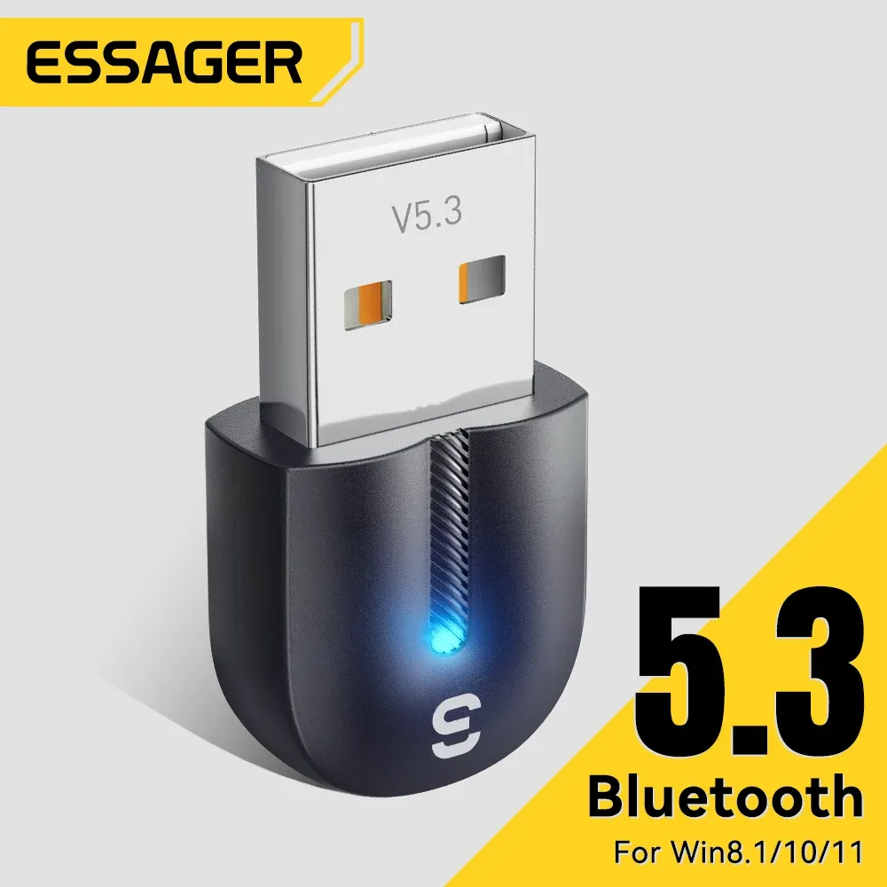 Adaptateur USB Bluetooth 5.3 Essager, récepteur audio AUX, émetteur pour PC, haut-parleur, ordinateur portable, boîte de son, souris sans fil, émetteur USB