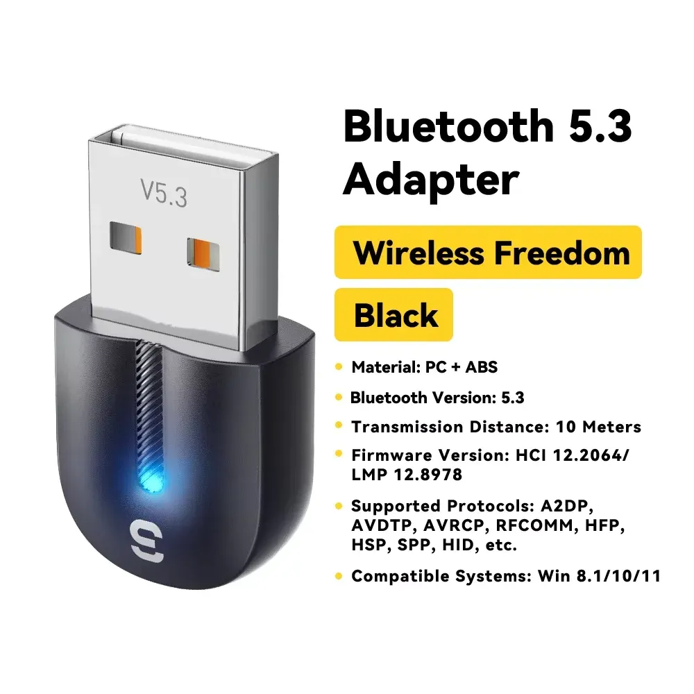 Adaptateur USB Bluetooth 5.3 Essager, récepteur audio AUX, émetteur pour PC, haut-parleur, ordinateur portable, boîte de son, souris sans fil, émetteur USB 7