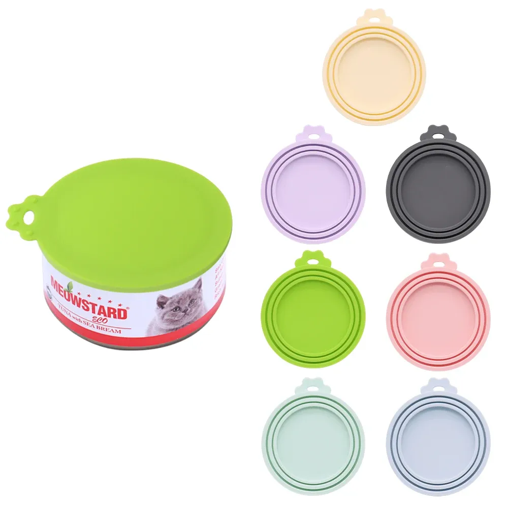 Couvercle réutilisable en silicone pour boîte de conserve pour animaux de compagnie, sans BPA, compatible avec la plupart des boîtes de conserve pour chiens et chats – Conserve la fraîcheur des aliments et limite les odeurs - Image 1