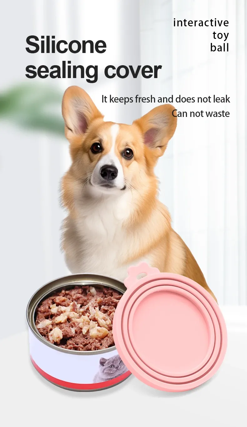 Couvercle réutilisable en silicone pour boîte de conserve pour animaux de compagnie
