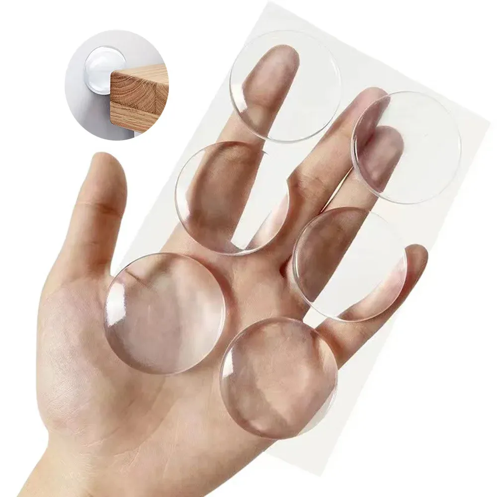 Butoir de porte rond transparent en silicone souple, silencieux et auto-adhésif - Image 1