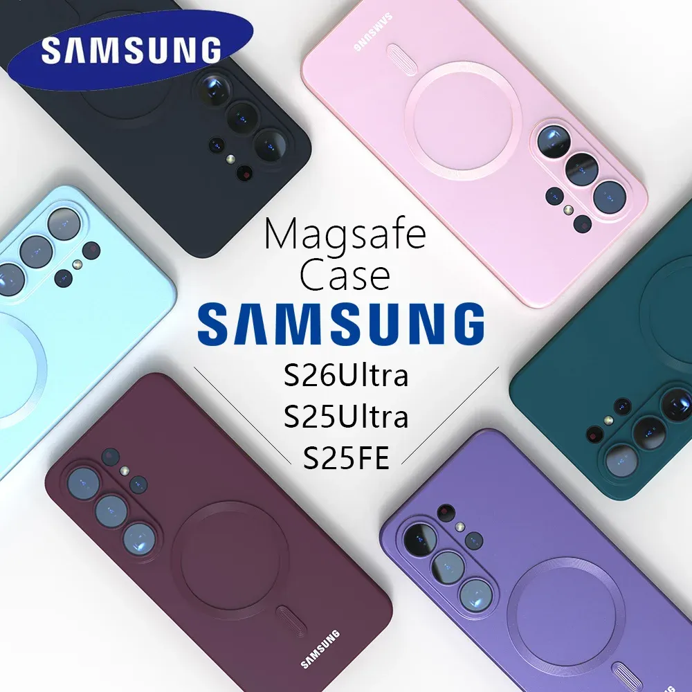 Coque arrière en silicone souple compatible MagSafe pour Samsung Galaxy S26 Ultra